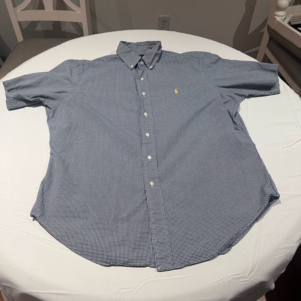 Ralph Lauren Navy Checkered Button Down Shirt
